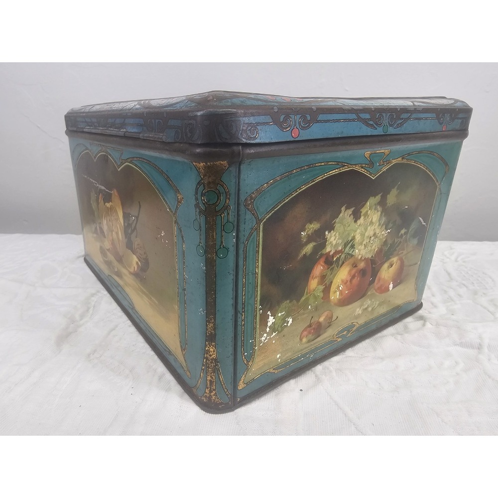 Rare Antique Veka  Chocolade‎ und Cacao Store  Cocoa Tin 1900s floral - Picture 7 of 12